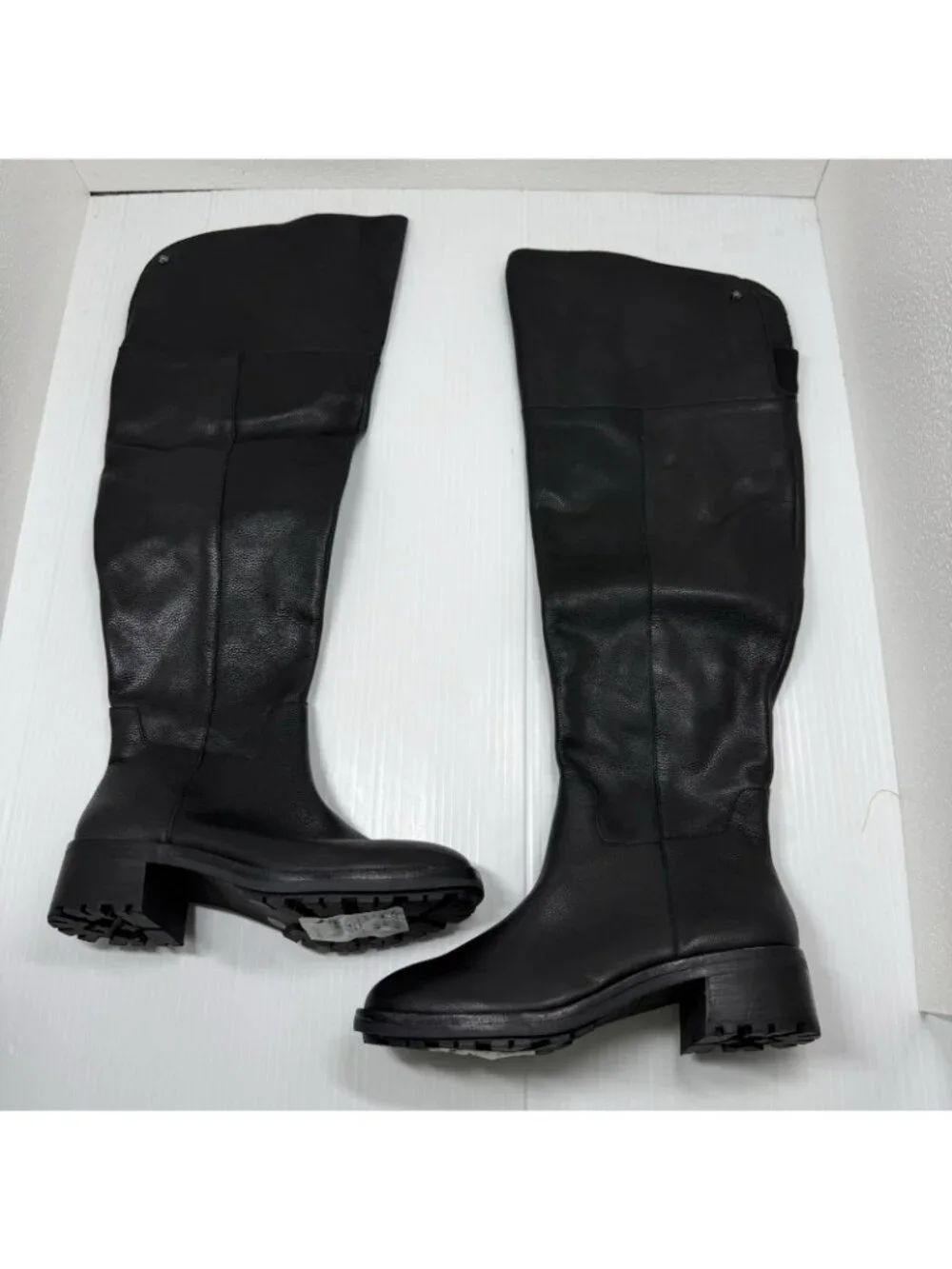 Vince Camuto Jorshie OTK Boot Size 6 Black Leather Block Heel Old Money Fall